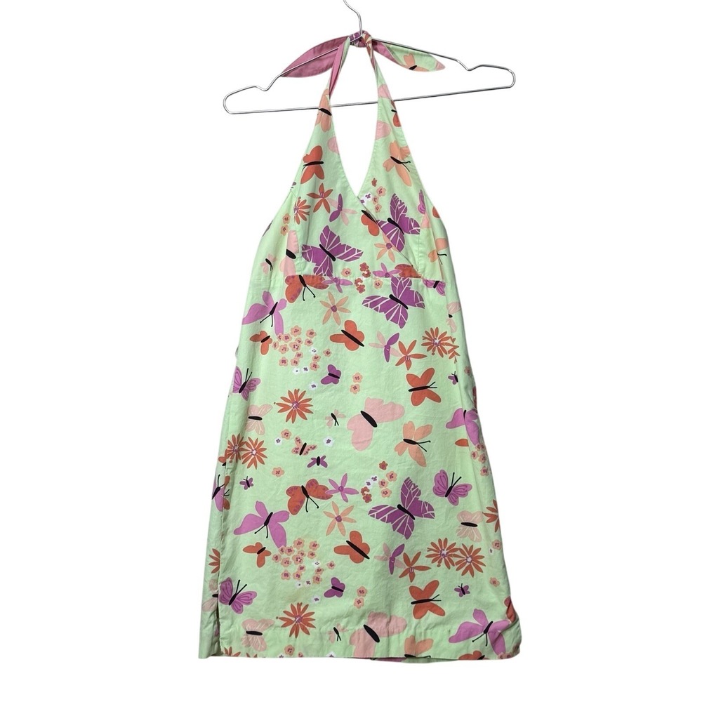 Lilly Pulitzer Halter Dress Butterfly Floral Y2K Girls Size 14